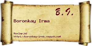 Boronkay Irma névjegykártya